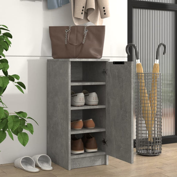 Betongrauer Schuhschrank Thinca 30x35x70cm (Holz)
