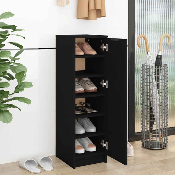 Schwarzer Schuhschrank Luder 30x35x100cm (Holz)