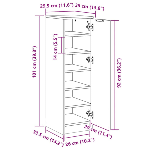 Schuhschrank Luder 30x35x100cm in Betongrau (Holz)