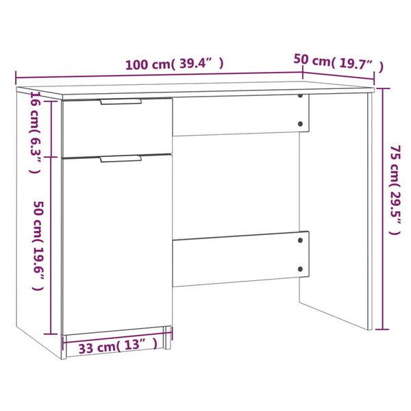 Weißer Schreibtisch Diego 100x50x75cm (Holz)