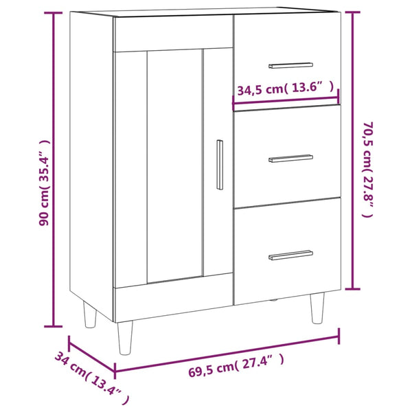 Weißes Sideboard Rucnie 69,5x34x90cm (Holz)