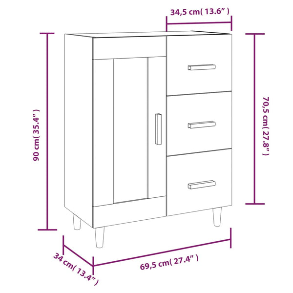 Betongraues Sideboard Dommica 69,5x34x90cm (Holz)