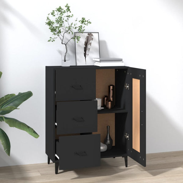 Schwarzes Sideboard Filora 69,5x34x90cm (Holz)
