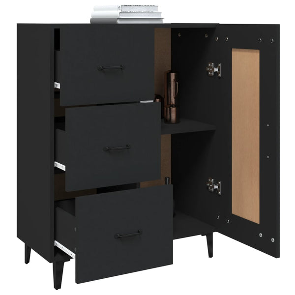 Schwarzes Sideboard Filora 69,5x34x90cm (Holz)