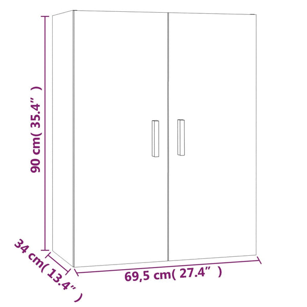 Sonoma-Eiche Hängewandschrank Jozsef 69,5x34x90cm
