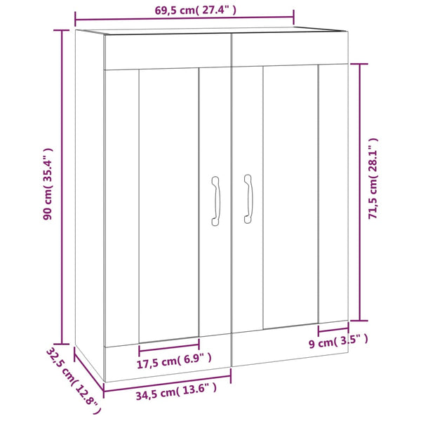 Betongrauer Hängeschrank Voitic 69,5x32,5x90cm