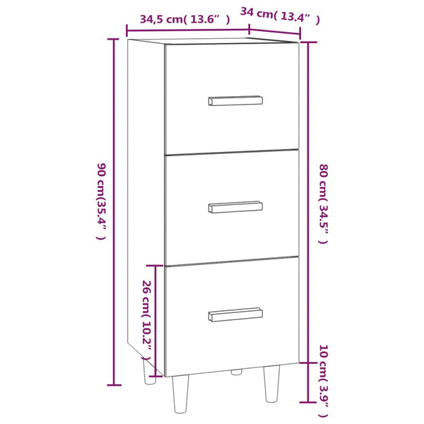 Betongraues Sideboard Konner 34,5x34x90cm (Holz)