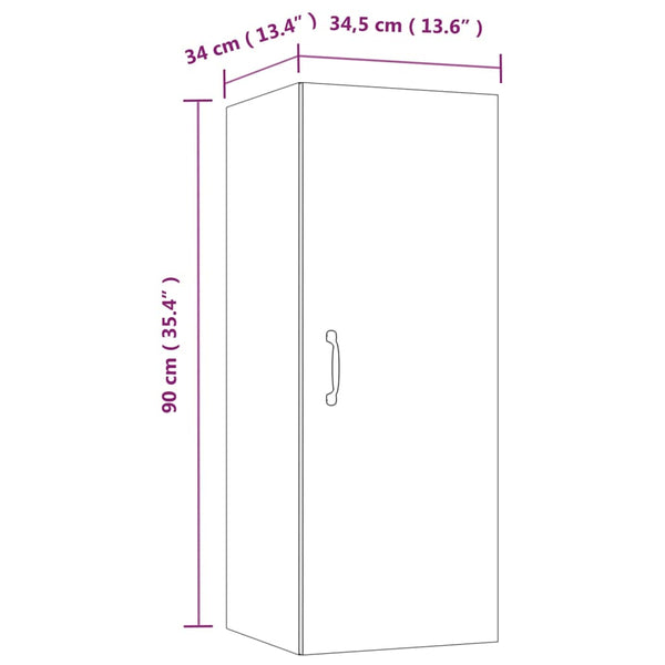 Wandschrank Betongrau Tenciuc 34,5x34x90cm (Holz)