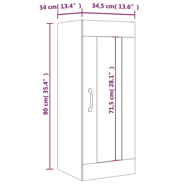 Betongrauer Hängeschrank Fur 34,5x34x90cm