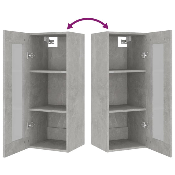 Betongrauer Hängeschrank Fur 34,5x34x90cm
