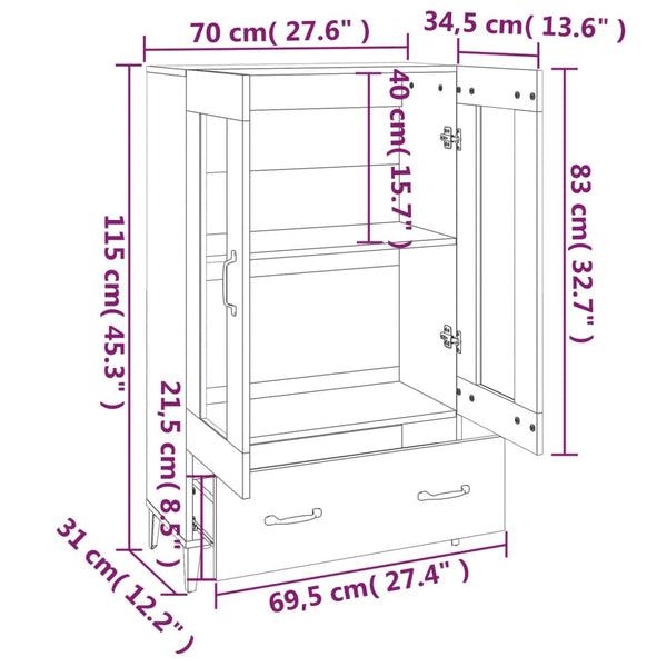 Betongrauer Schrank Rodinceanu 70x31x115cm (Holz)