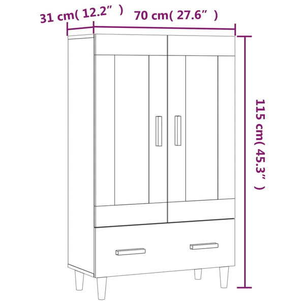 Schwarzer Schrank Boboc 70x31x115cm (Holz)