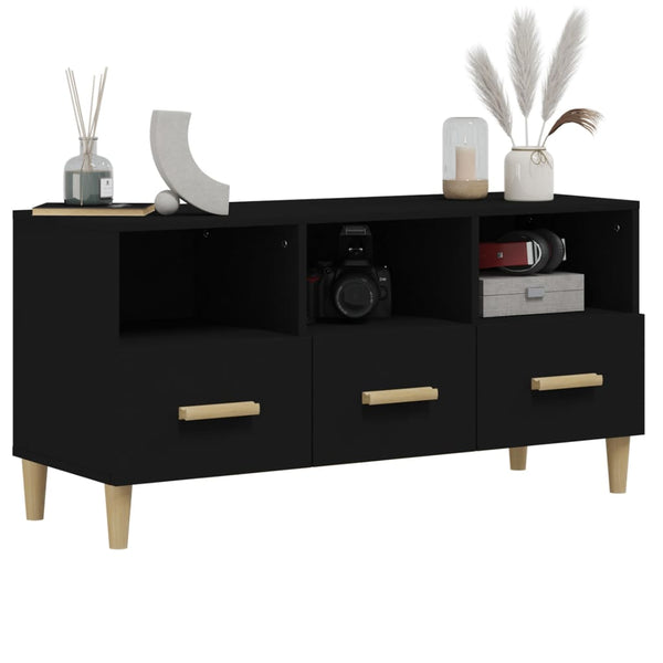 Schwarzes TV-Möbel Vardala 102x36x50cm (Holz)