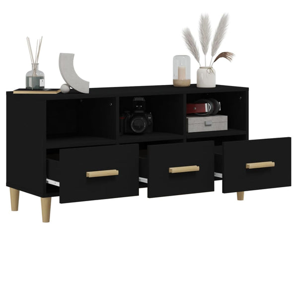 Schwarzes TV-Möbel Vardala 102x36x50cm (Holz)