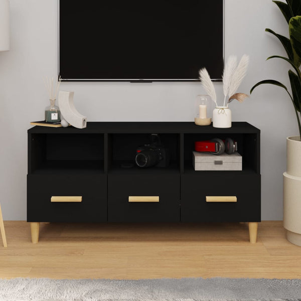 Schwarzes TV-Möbel Vardala 102x36x50cm (Holz)