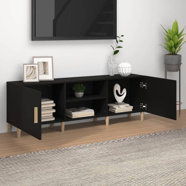 Schwarzes TV-Möbel Eustinel 150x30x50cm (Holz)