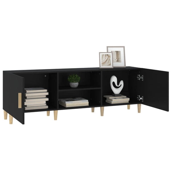 Schwarzes TV-Möbel Eustinel 150x30x50cm (Holz)