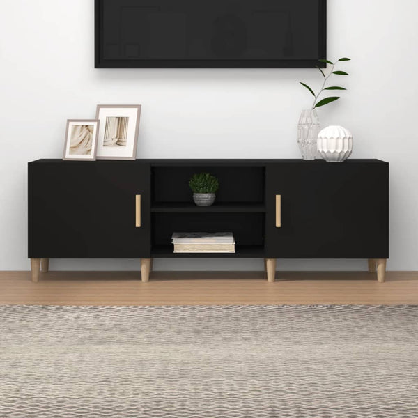 Schwarzes TV-Möbel Eustinel 150x30x50cm (Holz)