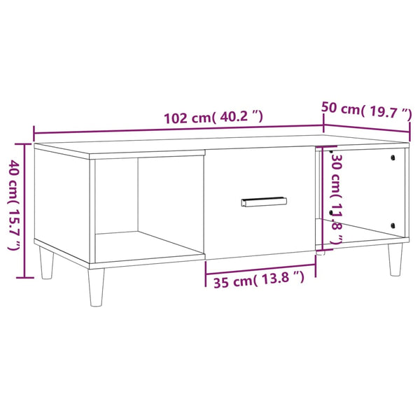 Schwarzer Couchtisch Jura 102x50x40cm (Holz)
