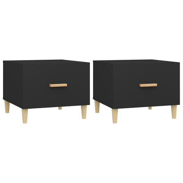 Schwarzer Couchtisch Cately 50x50x40cm (2 Stück, Holz)