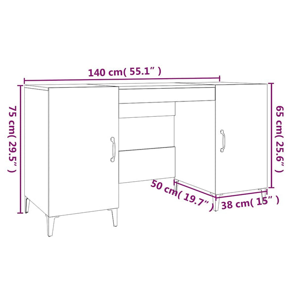 Betongrauer Schreibtisch Langa 140x50x75cm (Holz)