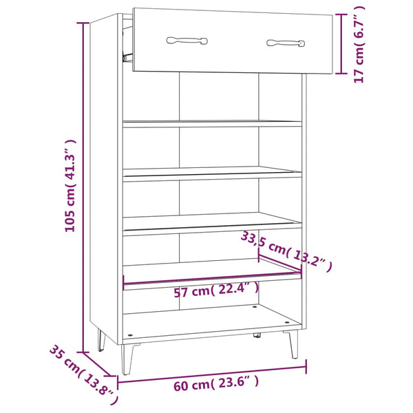 Weißer Schuhschrank Bajko 60x35x105cm (Holz)