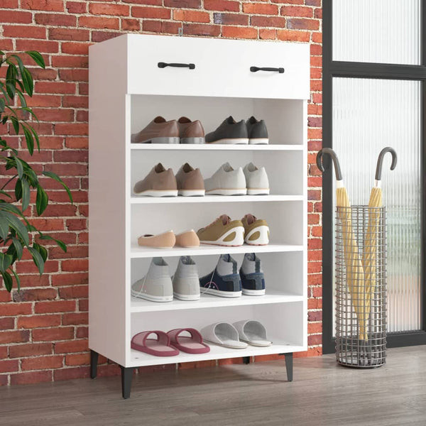 Weißer Schuhschrank Bajko 60x35x105cm (Holz)
