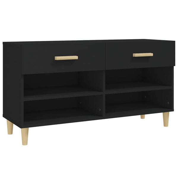 Schwarzer Schuhschrank Milucu 102x35x55cm (Holz)