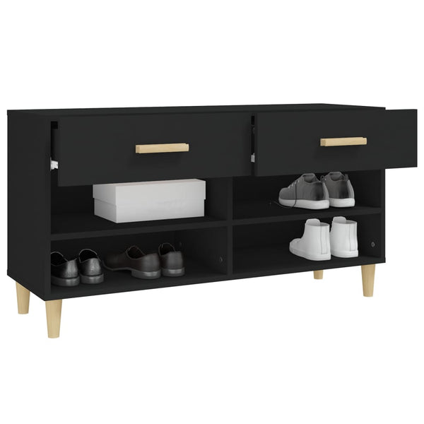 Schwarzer Schuhschrank Milucu 102x35x55cm (Holz)
