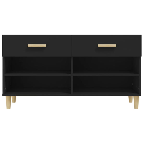 Schwarzer Schuhschrank Milucu 102x35x55cm (Holz)