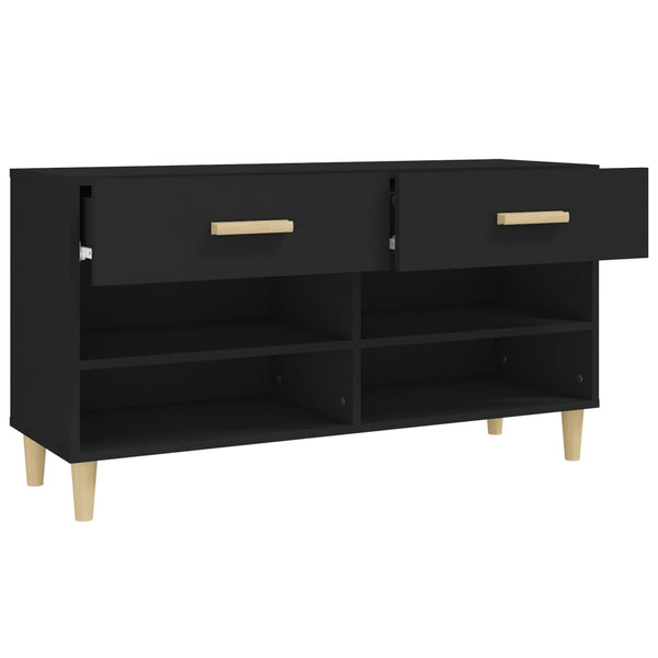 Schwarzer Schuhschrank Milucu 102x35x55cm (Holz)