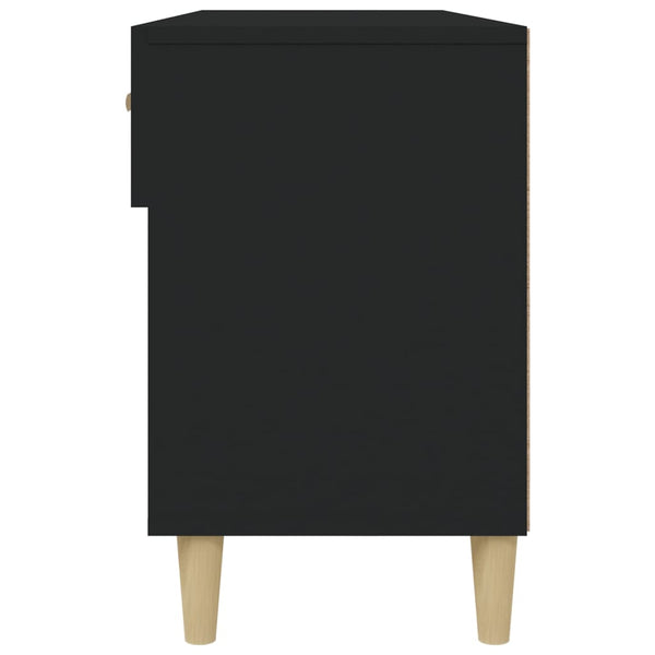 Schwarzer Schuhschrank Milucu 102x35x55cm (Holz)