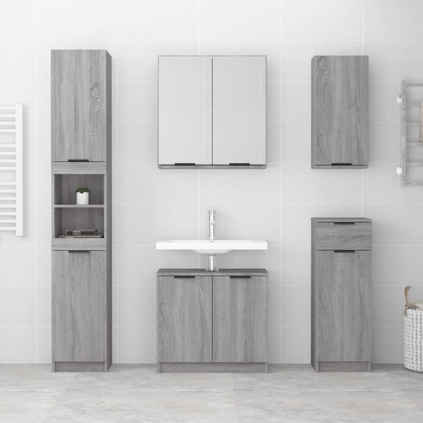 Grauer Badspiegelschrank Ghadib 64x20x67cm (Sonoma)