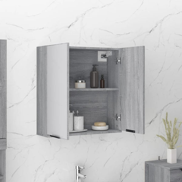 Grauer Badspiegelschrank Ghadib 64x20x67cm (Sonoma)