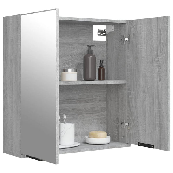 Grauer Badspiegelschrank Ghadib 64x20x67cm (Sonoma)