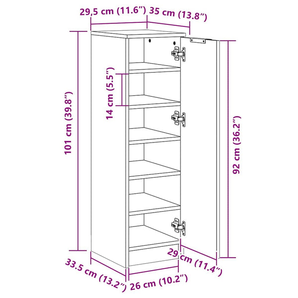 Räuchereiche Schuhschrank Luder 30x35x100cm (Holz)