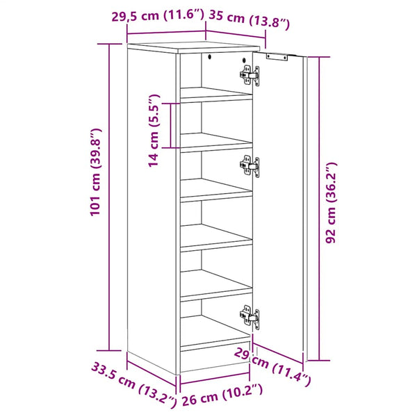 Grauer Schuhschrank Luder 30x35x100cm (Holz)