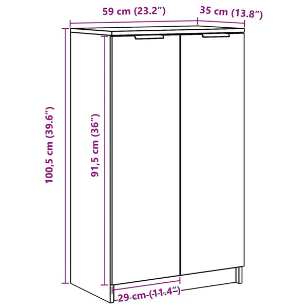 Grauer Schuhschrank Meala 59x35x100cm (Holz)