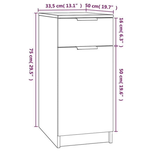 Grauer Beistellschrank Petree 33,5x50x75cm (Holz)