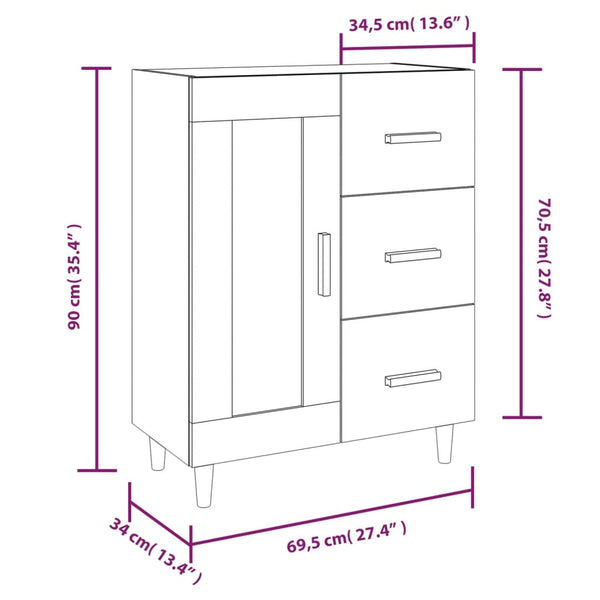 Graues Sideboard Dommica 69,5x34x90cm (Holz)