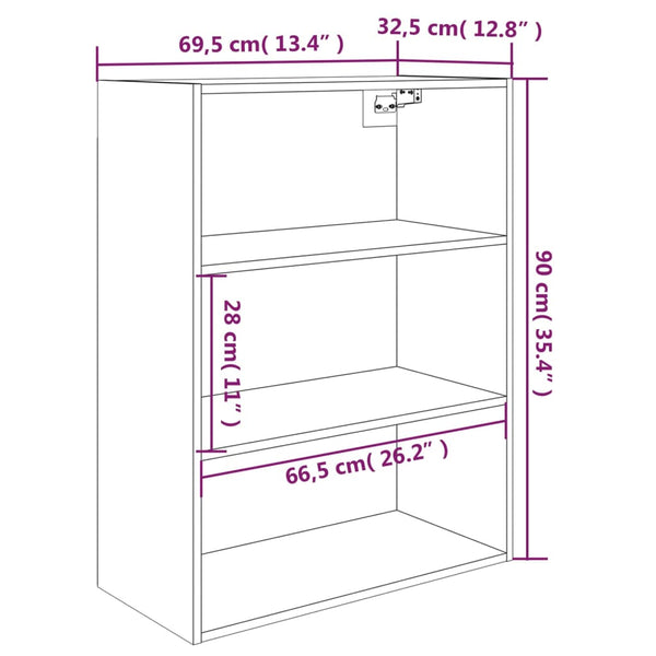 Grauer Hängeschrank Balacescu 69,5x32,5x90cm (Sonoma)