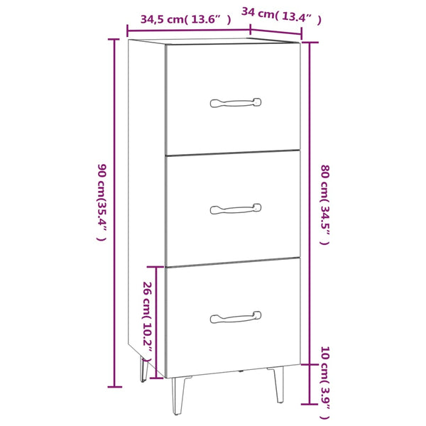 Graues Sideboard Patrache 34,5x34x90cm (Holz)