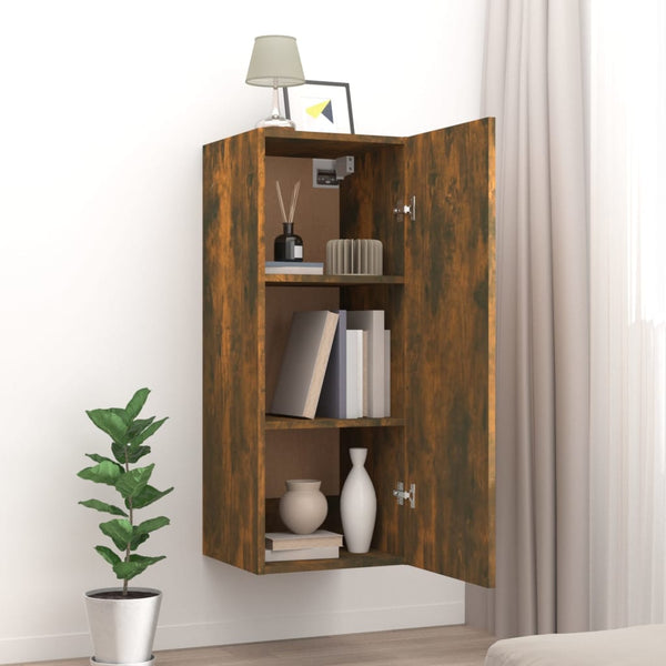 Wandschrank Tenciuc aus geräucherter Eiche 34,5x34x90cm (Holz)