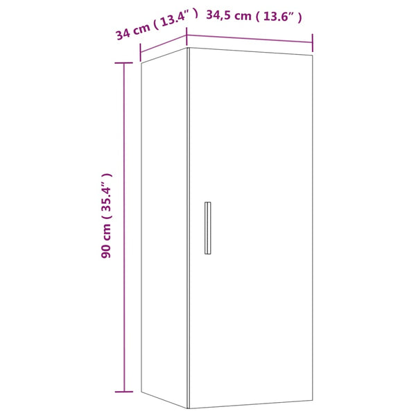 Wandschrank Tenciuc aus geräucherter Eiche 34,5x34x90cm (Holz)