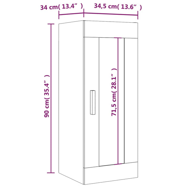 Grauer hängender Wandschrank Ghenu 34,5x34x90cm (Sonoma)