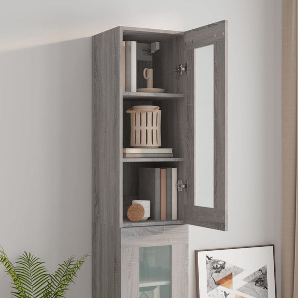 Grauer hängender Wandschrank Ghenu 34,5x34x90cm (Sonoma)