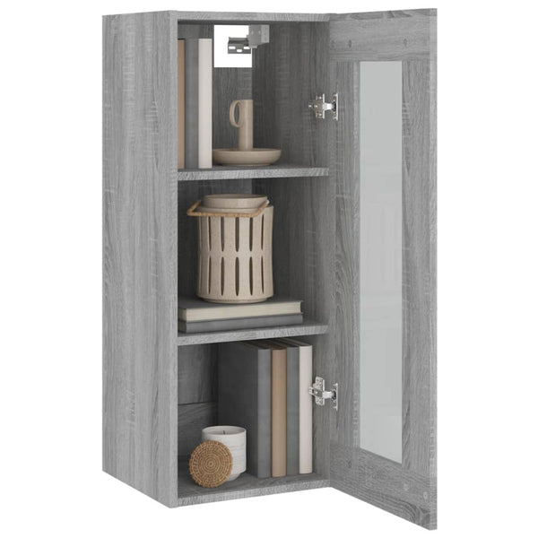 Grauer hängender Wandschrank Ghenu 34,5x34x90cm (Sonoma)