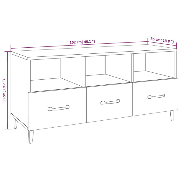 Graues TV-Möbel Temes 102x35x50cm (Holz)