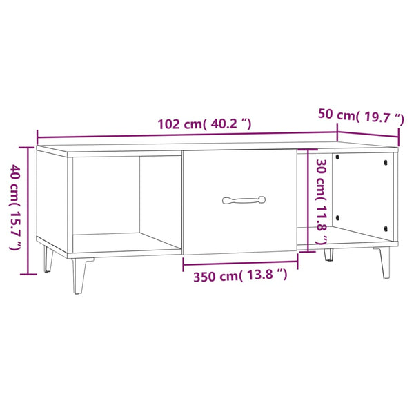Grauer Couchtisch Konstantin 102x50x40cm (Holz)