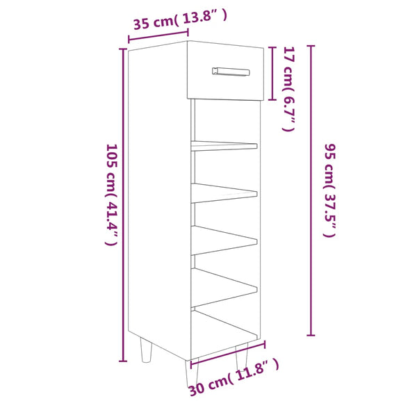 Grauer Schuhschrank Simie 30x35x105cm (Holz)